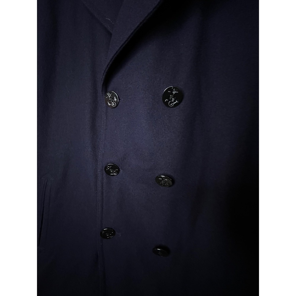 Lands End Mens XXL Tall Peacoat Navy Wool Blend Double Breasted Coat 50-52 - Picture 3 of 12